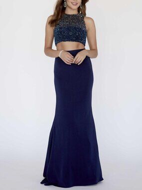 Jolene by Josh and Jazz Navy 2 Piece Embellished Bodice Gown Prom